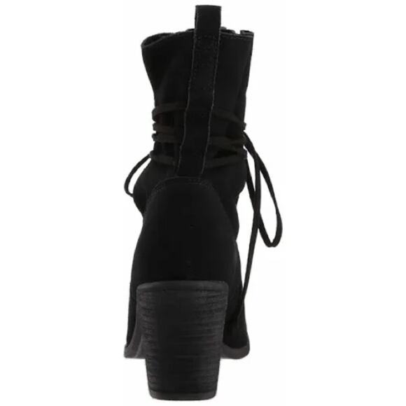 Toms Mila Black Suede Block Heel Lace Up Slouchy Boho Boots Size 8 Womens - Picture 3 of 16